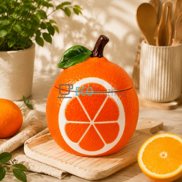 Керамічна банка для зберігання Orange 700 мл (304-087) Керамічна банка для зберігання Orange 700 мл (304-087)