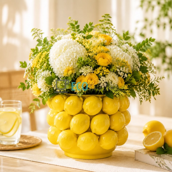 Ваза порцелянова Lemon (Лимон) Жовтий D26 х 19 см (457-3 ...