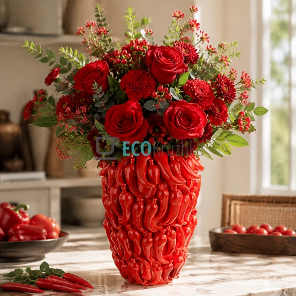 Порцелянова декоративна ваза Chili pepper 21 × 35 см чер ... Порцелянова декоративна ваза Chili pepper 21 × 35 см чер ...