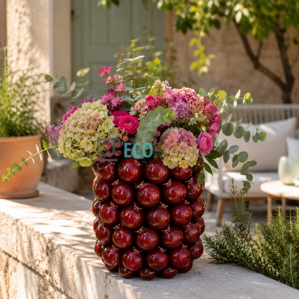 Порцелянова ваза Pomegranate бордова 24×27 см для квітів ... Порцелянова ваза Pomegranate бордова 24×27 см для квітів ...