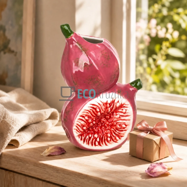 Порцелянова ваза Figs рожева декоративна для квітів 12×9 ... Порцелянова ваза Figs рожева декоративна для квітів 12×9 ...