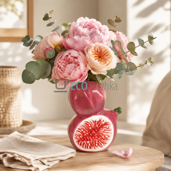 Порцелянова ваза Figs рожева декоративна для квітів 12×9 ... Порцелянова ваза Figs рожева декоративна для квітів 12×9 ...