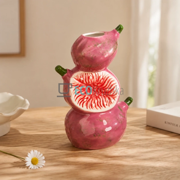Порцелянова ваза Figs рожева декоративна для квітів 13.6 ... Порцелянова ваза Figs рожева декоративна для квітів 13.6 ...