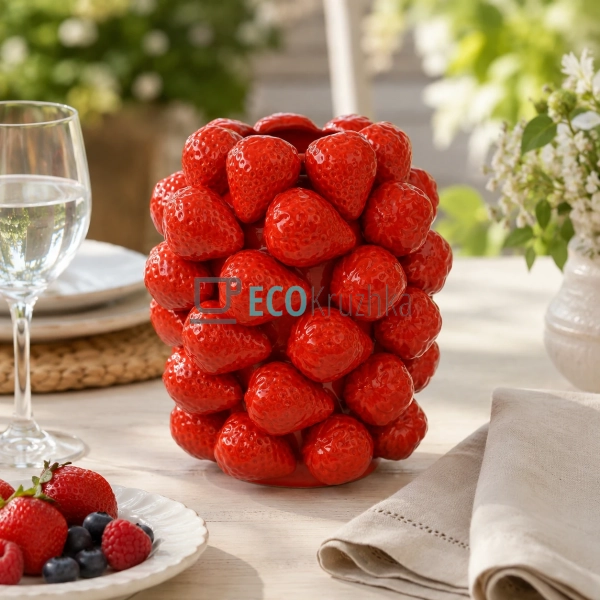 Порцелянова ваза Strawberries червона декоративна для кв ... Порцелянова ваза Strawberries червона декоративна для кв ...