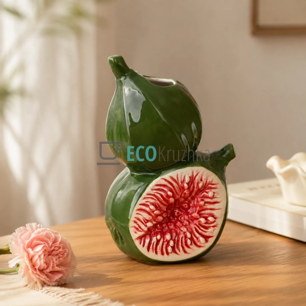 Порцелянова ваза Figs зелена декоративна для квітів 12×9 ... Порцелянова ваза Figs зелена декоративна для квітів 12×9 ...