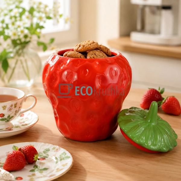 Керамічна банка Strawberries 1,2 л для зберігання продук ... Керамічна банка Strawberries 1,2 л для зберігання продук ...