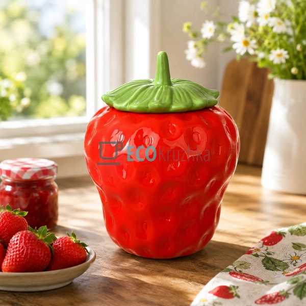 Керамічна банка Strawberries 1,2 л для зберігання продук ... Керамічна банка Strawberries 1,2 л для зберігання продук ...