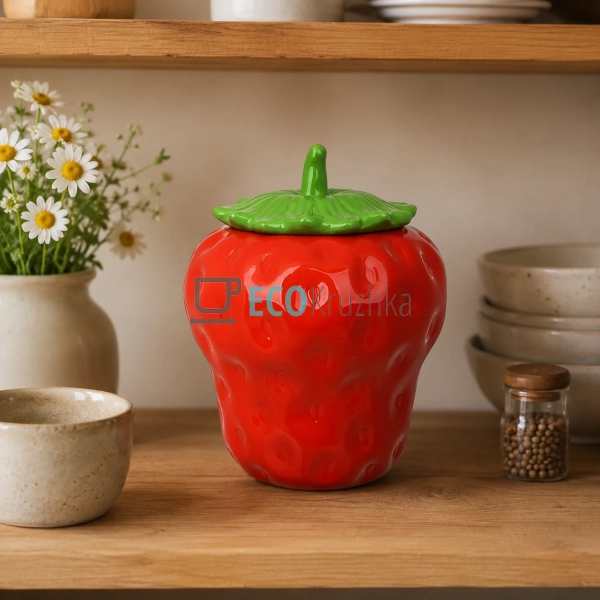 Керамічна банка Strawberries 750 мл для зберігання проду ... Керамічна банка Strawberries 750 мл для зберігання проду ...