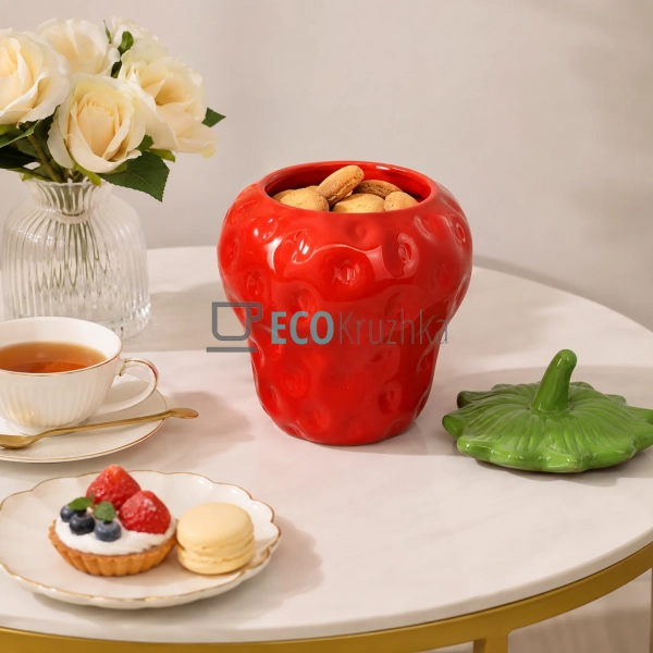 Керамічна банка Strawberries 750 мл для зберігання проду ... Керамічна банка Strawberries 750 мл для зберігання проду ...