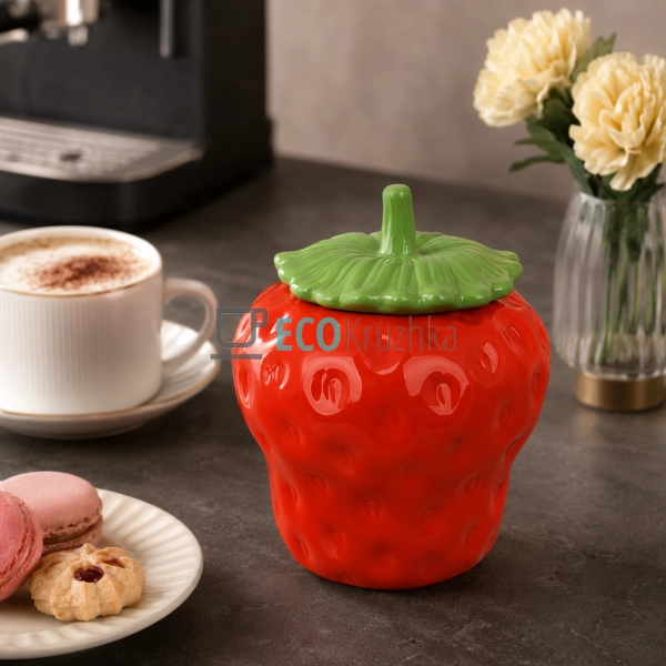 Керамічна банка Strawberries 300 мл для зберігання проду ... Керамічна банка Strawberries 300 мл для зберігання проду ...