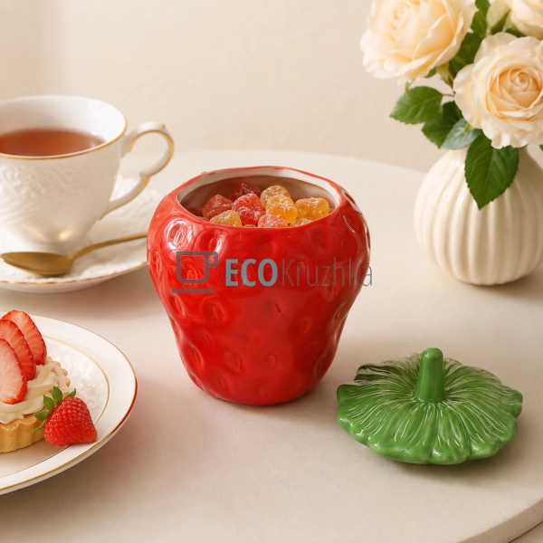 Керамічна банка Strawberries 300 мл для зберігання проду ... Керамічна банка Strawberries 300 мл для зберігання проду ...