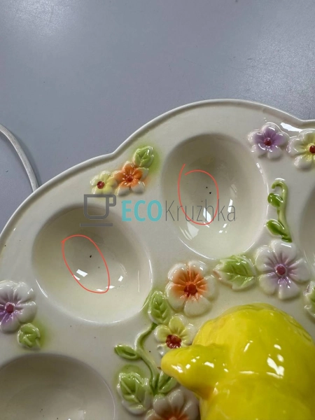 УЦІНКА Підставка для 8-и яєць керамічна Курча в квітах, ... УЦІНКА Підставка для 8-и яєць керамічна Курча в квітах, ...