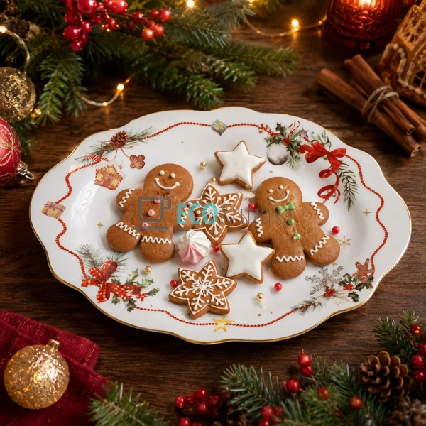 Порцелянове овальне блюдо Christmas Ribbon з хвилястим к ...