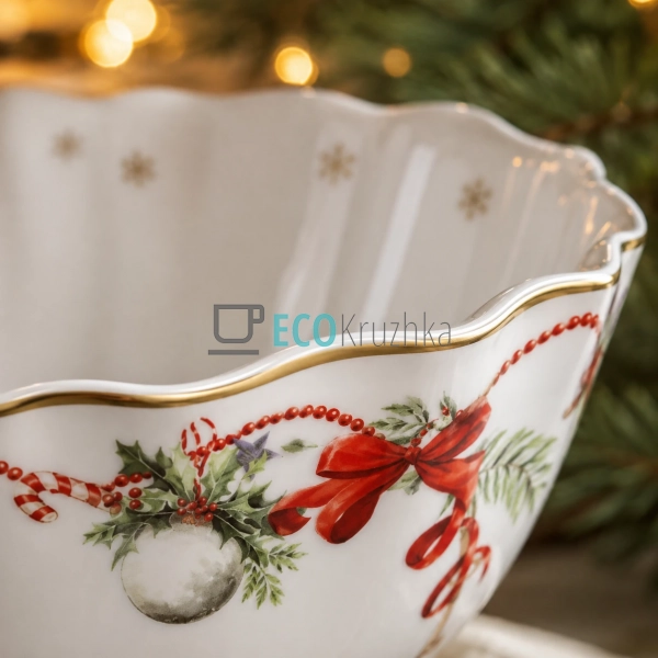 Набір порцелянових піал Christmas Ribbon 540 мл з хвиляс ... Набір порцелянових піал Christmas Ribbon 540 мл з хвиляс ...