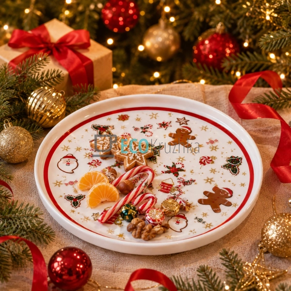 Святкова тарілка Christmas з бортиком 24,5 см для новорі ... Святкова тарілка Christmas з бортиком 24,5 см для новорі ...