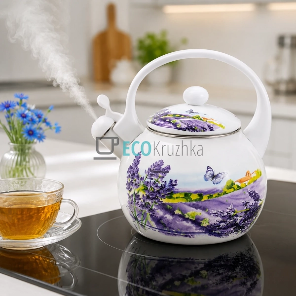 Чайник Емальований 2.2 л із свистком Лаванда Zaurberg (4 ...
