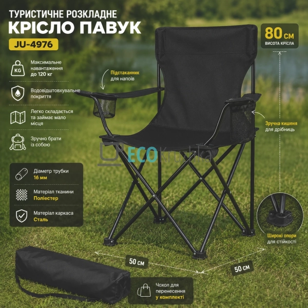 Крісло туристичне розкладне «Павук» 80×50 см до 120 кг, ... Крісло туристичне розкладне «Павук» 80×50 см до 120 кг, ...