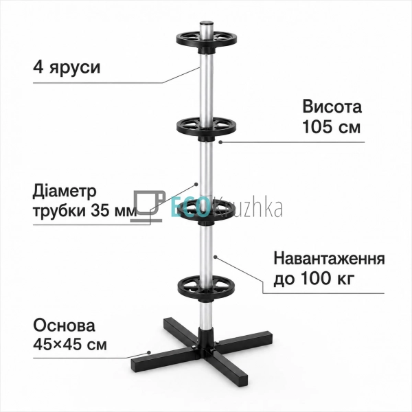 Стійка Garden Line для зберігання 4 шин і коліс до 100 к ... Стійка Garden Line для зберігання 4 шин і коліс до 100 к ...