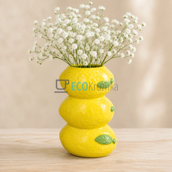 Керамічна ваза Lemon жовта 11×7,5×15,5 см (733-829) Керамічна ваза Lemon жовта 11×7,5×15,5 см (733-829)