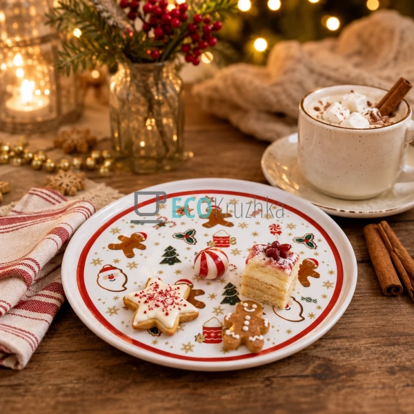 Святкова тарілка Christmas з бортиком 19,5 см для новорі ... Святкова тарілка Christmas з бортиком 19,5 см для новорі ...
