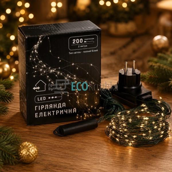 Гірлянда-пучок LED 200 міні-лампочок, 10 ниток по 2 м, т ... Гірлянда-пучок LED 200 міні-лампочок, 10 ниток по 2 м, т ...
