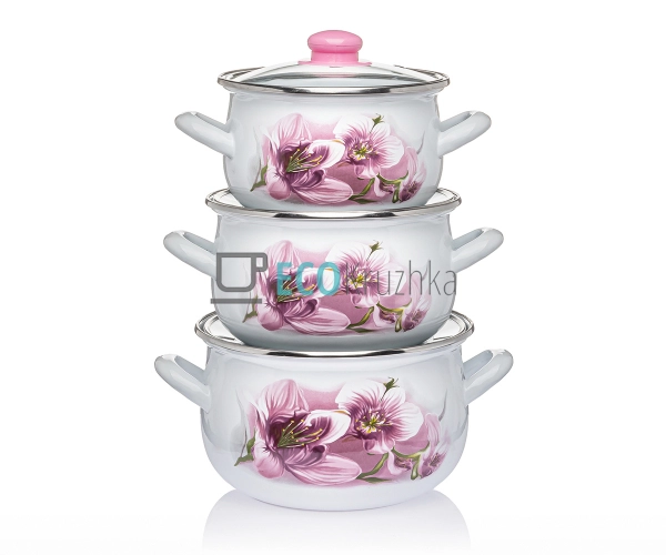 Набір із трьох емальованих кастрюль Interos EK5LA Набір із трьох емальованих кастрюль Interos EK5LA