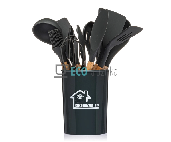 Набір кухонного приладдя 12 предметів з бамбуковою ручко ... Набір кухонного приладдя 12 предметів з бамбуковою ручко ...