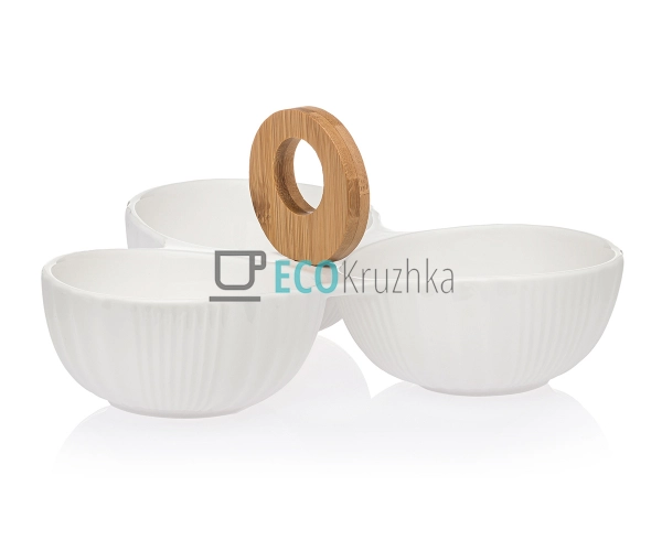 Менажниця 20.5 см трьохсекційна із бамбуковой ручкой PJ0 ... Менажниця 20.5 см трьохсекційна із бамбуковой ручкой PJ0 ...