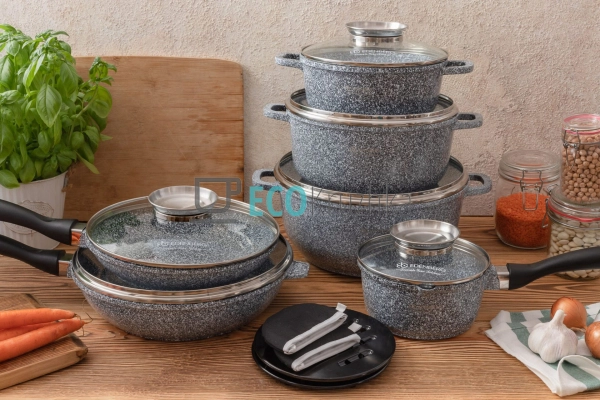 Набір каструль Edenberg 14 предметів з мармуровим антипр ... Набір каструль Edenberg 14 предметів з мармуровим антипр ...