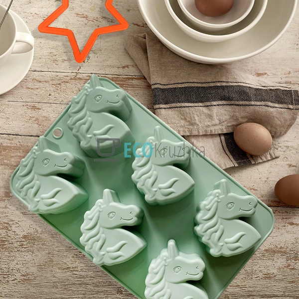 Форма для випічки 6 кексів Силіконова Єдиноріг Maestro M ...