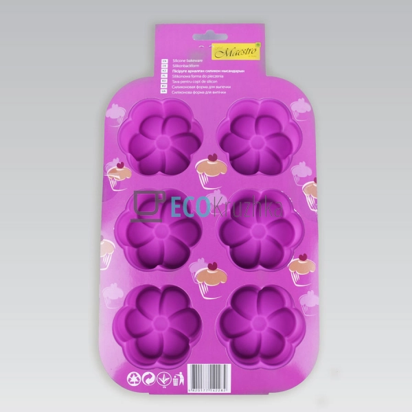 Форма для випічки 6 кексів Силіконова Квіти Maestro MR-1 ... Форма для випічки 6 кексів Силіконова Квіти Maestro MR-1 ...