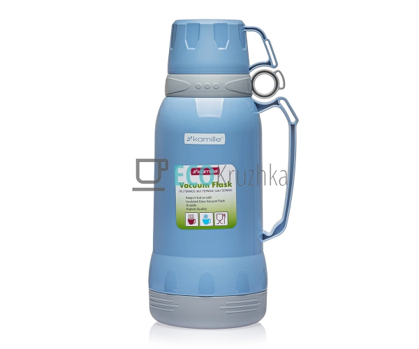 Термос Kamille Блакитний 1800мл пластиковий зі скляною к ... Термос Kamille Блакитний 1800мл пластиковий зі скляною к ...