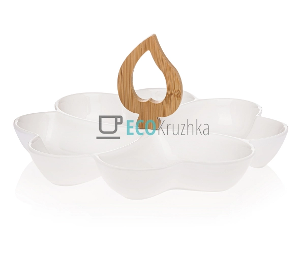 Менажниця 29 см чотирохсекційна із бамбуковой ручкой PJ0 ... Менажниця 29 см чотирохсекційна із бамбуковой ручкой PJ0 ...