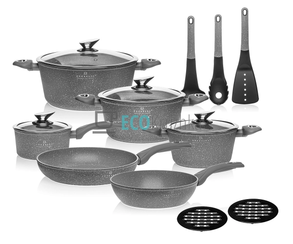 Набір каструль Edenberg 15 предметів з мармуровим антипр ... Набір каструль Edenberg 15 предметів з мармуровим антипр ...