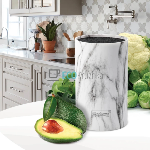 Підставка для ножів кругла 18 х 11 см з наповнювачем Біл ...