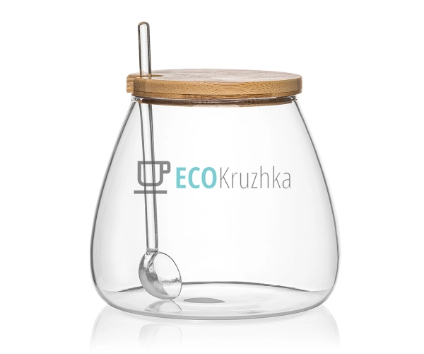 Цукорниця з ложкою 580 мл з бамбуковою кришкою EK32242