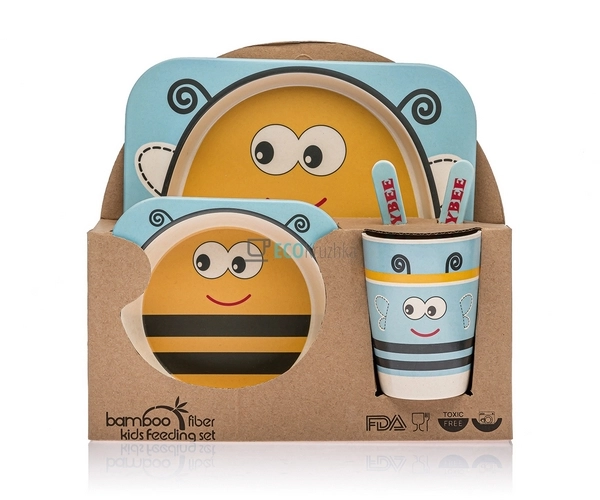 Набір дитячого посуду бамбуковий 5 приладів Бджілка Eco ... Набір дитячого посуду бамбуковий 5 приладів Бджілка Eco ...
