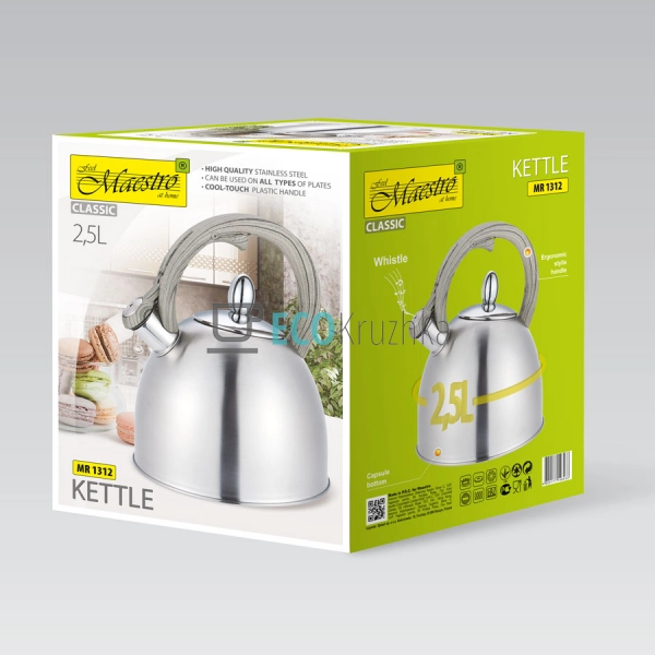 Чайник 2.5 л з нержавіючої сталі зі свистком і нейлоново ...