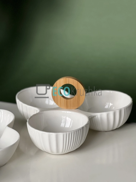 Менажниця 20.5 см трьохсекційна із бамбуковой ручкой PJ0 ... Менажниця 20.5 см трьохсекційна із бамбуковой ручкой PJ0 ...