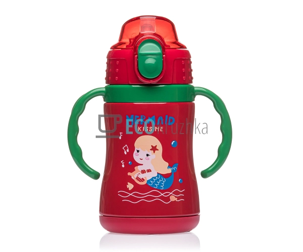Термопоїлка з трубочкою Русалка 250 мл Червоний EK13601 Термопоїлка з трубочкою Русалка 250 мл Червоний EK13601