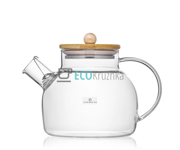 Чайник для заварювання скляний з бамбуковою кришкою 1000 ... Чайник для заварювання скляний з бамбуковою кришкою 1000 ...