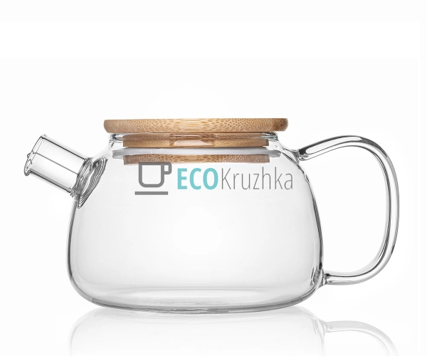 Чайник для заварювання скляний з бамбуковою кришкою 600  ...