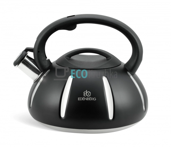 Чайник Edenberg Чорний 3л із нержавіючої сталі із свистк ...