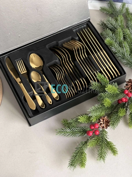 Набір столових приборів 24 предмети Золотий EK1421gold Набір столових приборів 24 предмети Золотий EK1421gold