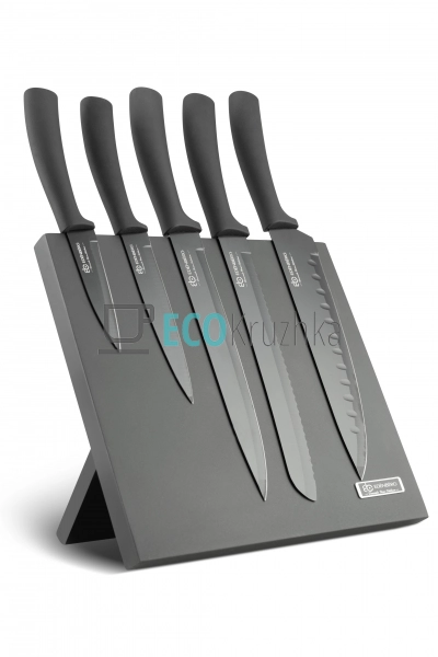 Набір ножів на магнітній підставці 6 предметів Чорний Ed ... Набір ножів на магнітній підставці 6 предметів Чорний Ed ...