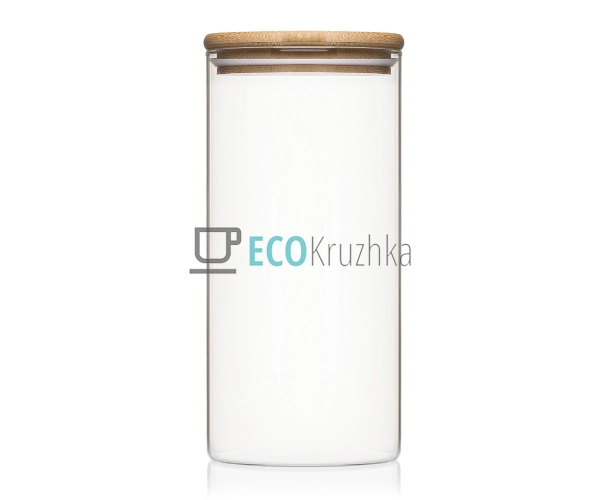 Ємність для сипких продуктів 9.5х20.7 см із бамбуковою к ...