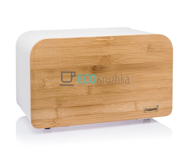 Хлібниця із бамбуковою кришкою Біла Maesrto MR-1770-w Хлібниця із бамбуковою кришкою Біла Maesrto MR-1770-w