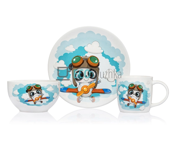 Набір дитячого посуду Panda pilot 3 предмети порцеляна A ... Набір дитячого посуду Panda pilot 3 предмети порцеляна A ...