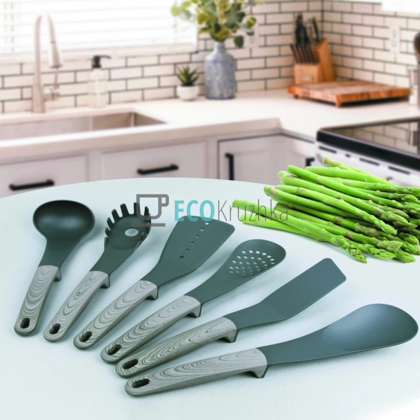 Набір кухонного приладдя 6 предметів Нейлон Cірий Maestr ... Набір кухонного приладдя 6 предметів Нейлон Cірий Maestr ...