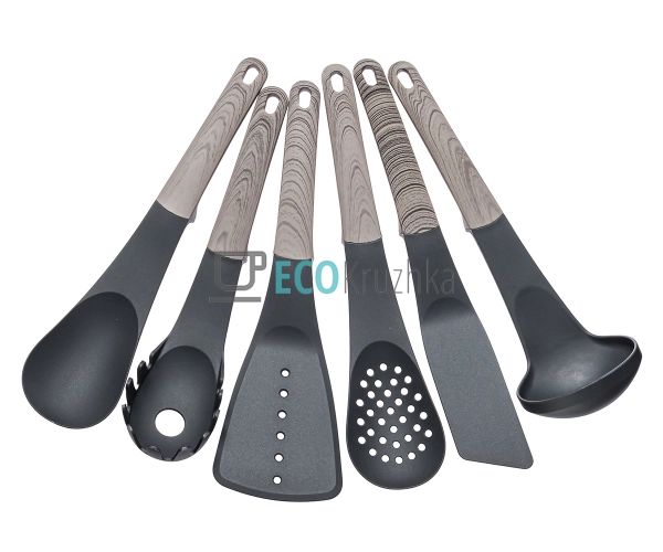 Набір кухонного приладдя 6 предметів Нейлон Cірий Maestr ... Набір кухонного приладдя 6 предметів Нейлон Cірий Maestr ...